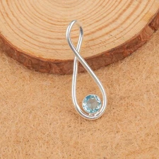 Handmade 925 Sterling Silver Jewelry Pendant Blue Topaz Gemstone Pendant