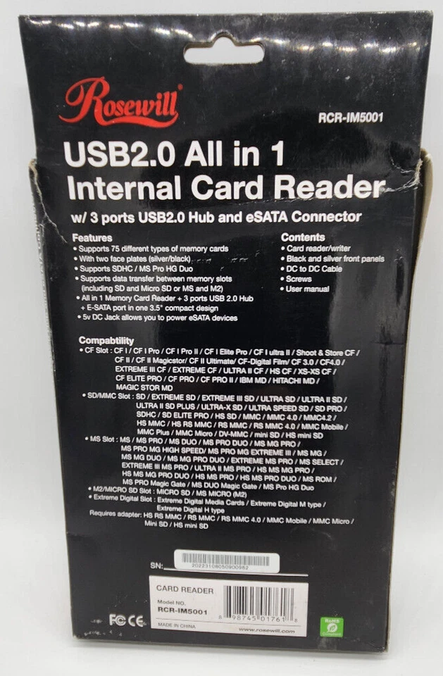 Rosewill 3-in-1 USB 2.0 Internal Card Reader (Various Models) - Image 2 of 4