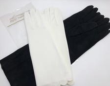 Vintage White Fownes NYLO Sz 7  Black Suede MOSS Ladies Gloves Sz 6 RF987 