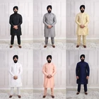 6 COLOURS - Mens Nehru Kurta Pajama Raw Silk Indian Punjabi Asian Jago Sangeet