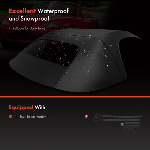 Black Convertible Soft Top for Honda S2000 2002 2003 2004-2009 with Glass Window - Picture 7 of 9