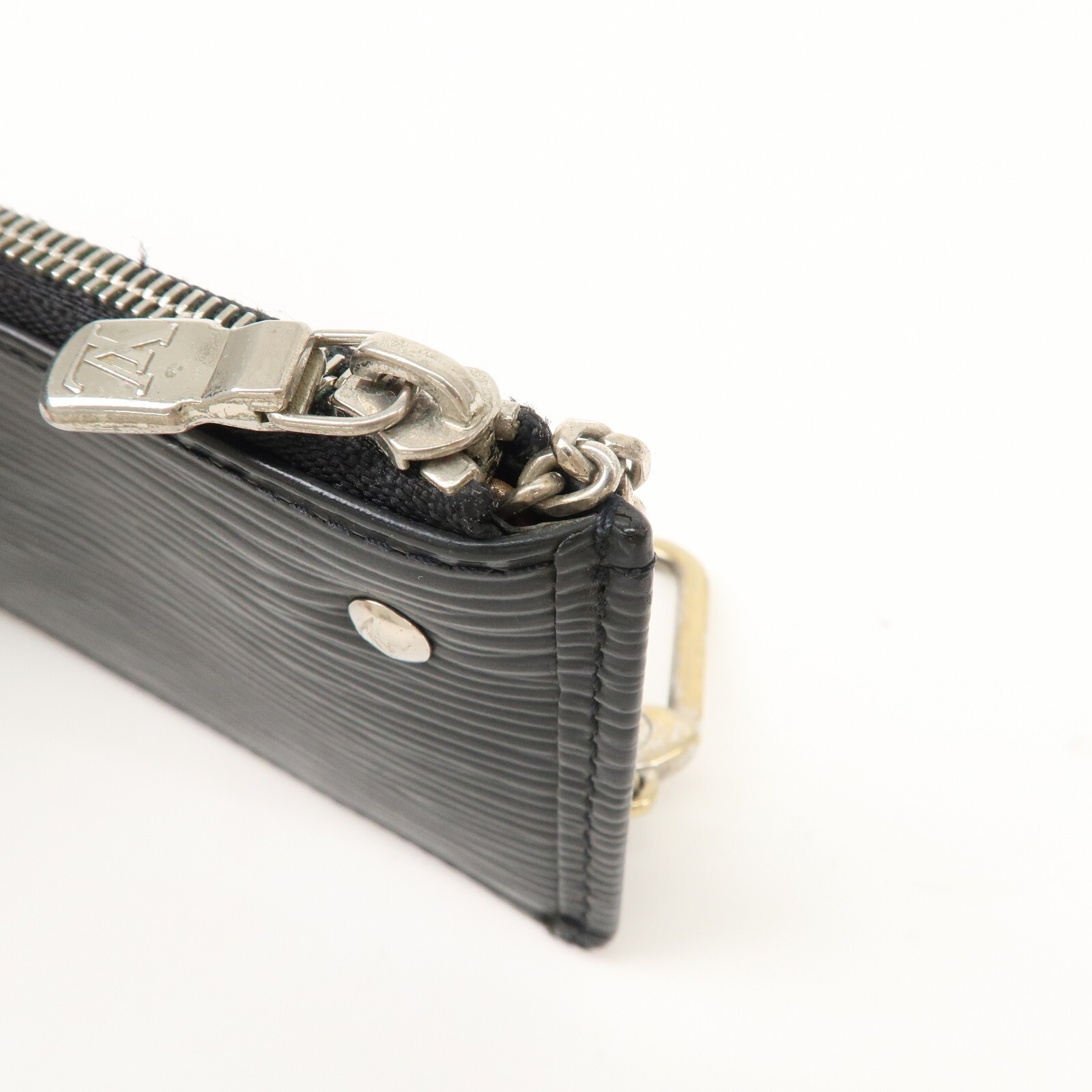 Louis Vuitton Epi Pochette Cles Coin Case Black Noir M63802 Auth Used