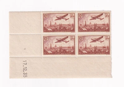 Timbres France Poste aérienne n°13 en bloc de 4 2tat luxe neuf sans charnière - Photo 1/2