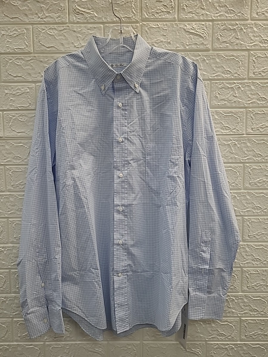 Used Loro Piana Long Sleeve Andre Tailored Shirt Blue/White Check  
