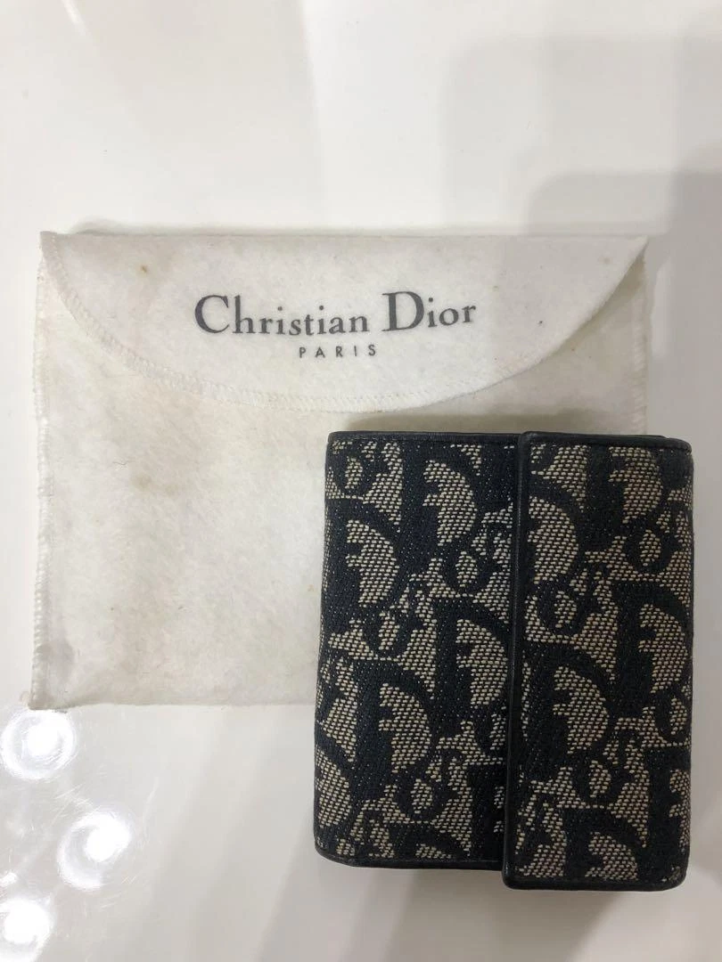 Christian Dior Tri Fold Wallet Trotter Oblique Canvas Women From Japan