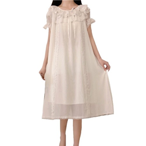 DESIGN - Robe babydoll courte à manches longues et broderies à découpes - Blanc