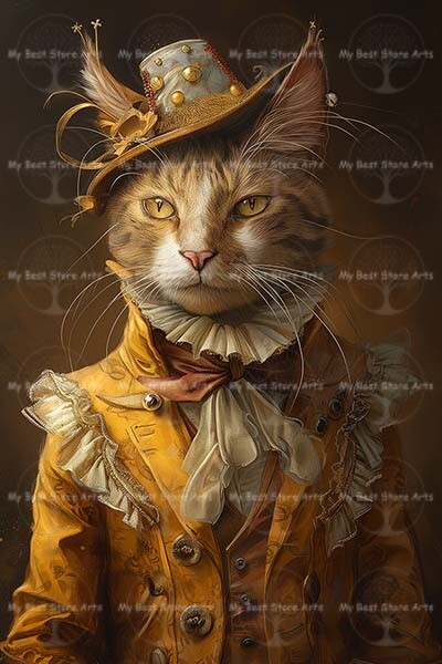 ELEGANT VICTORIAN CAT ART PRINT, Cat Wall Decor Gothic Poster
