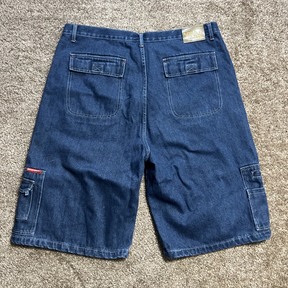 Pantalones Cortos Largos Sueltos Y2K Adulto Talla 40 Azul Denim Patinador Grunge Marca Walnut Creek Foto 2 de 4