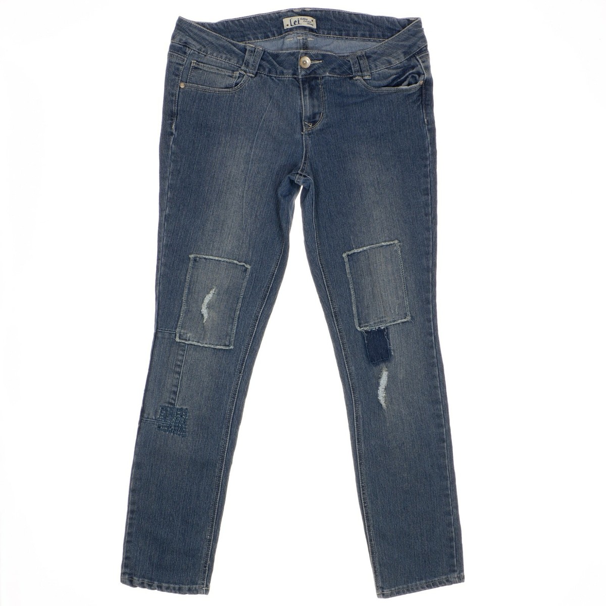 Lei Ashley Low Rise Skinny Jeans 11 Distressed Denim Blue Junior Measure 34  x 30