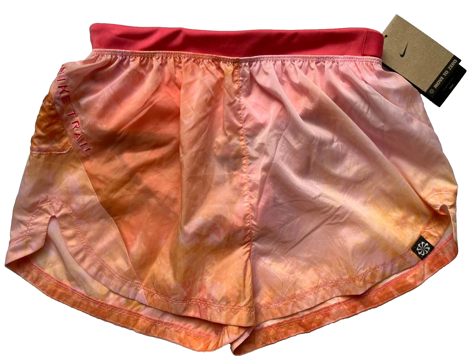 New! Nike Women Trail Repel Shorts Running Tie Dye Pink Orange Lined Size S