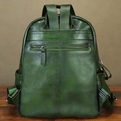 Genuine Leather Backpack Purse Women Hand Painted Vintage Rucksack Knapsack Bag - Picture 6 of 9
