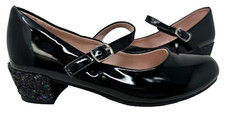 SO Youth Girl's Claudie Mary Jane Dress Heels Black/Sparkle Size:12 121iJ