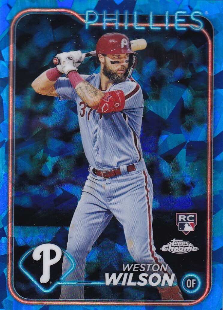 WESTON WILSON TOPPS CHROME ROOKIE BLUE SAPPHIRE RC PHILLIES #658 2024 24