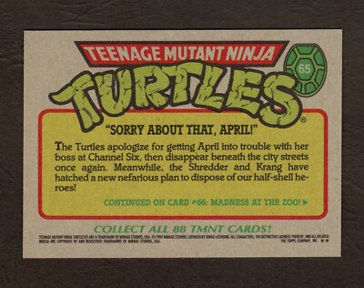 1989 Topps Teenage Mutant Ninja Turtles Card #65 - Sorry About