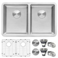 Ruvati 28 in. Undermount 50/50 Double Bowl 16 Gauge Stainless Steel Kitchen Sink