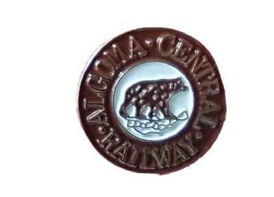 Vintage Algoma Central Ry Goldbär Eisenbahn Pin Zug Revers Hutnadel Krawattennadel