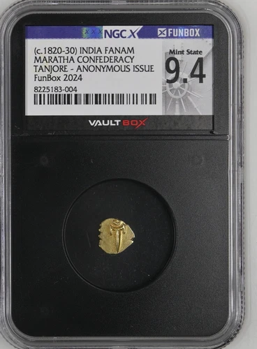 (c. 1820-30) India Fanam Maratha Confederacy Tanjore NGC MS 64 DL49