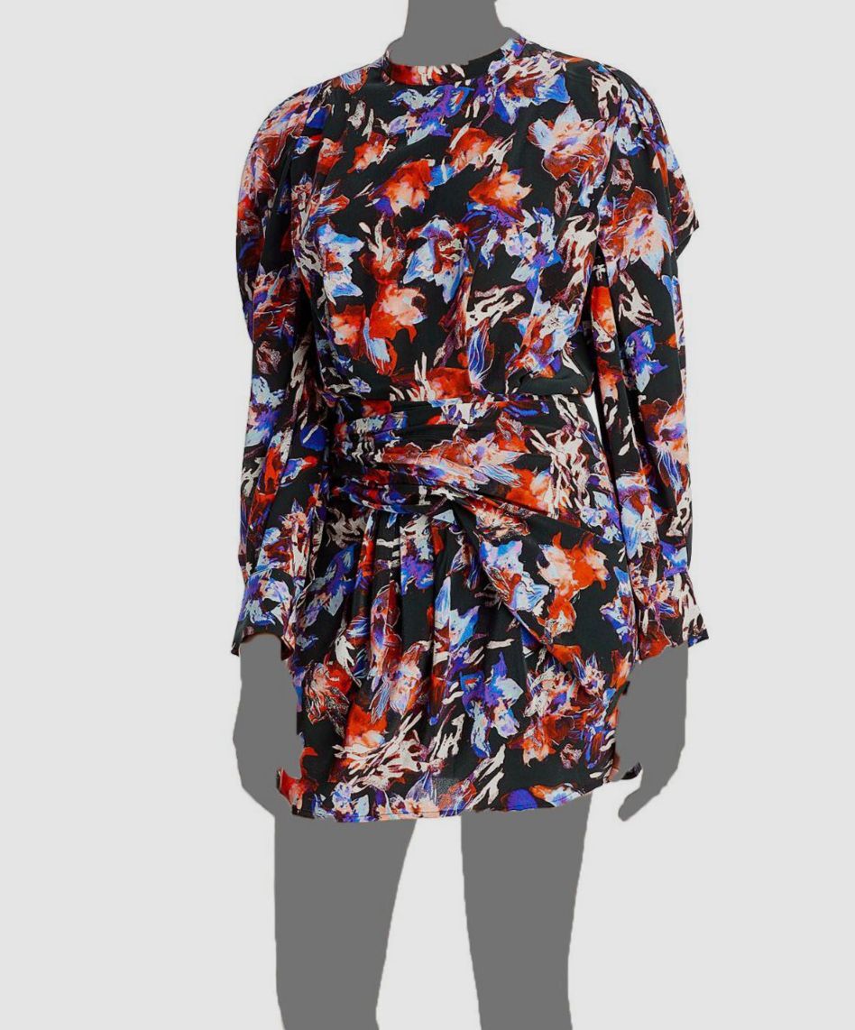 iro silk dress Printed Silk Dress for Women - Beige multico - Size 34