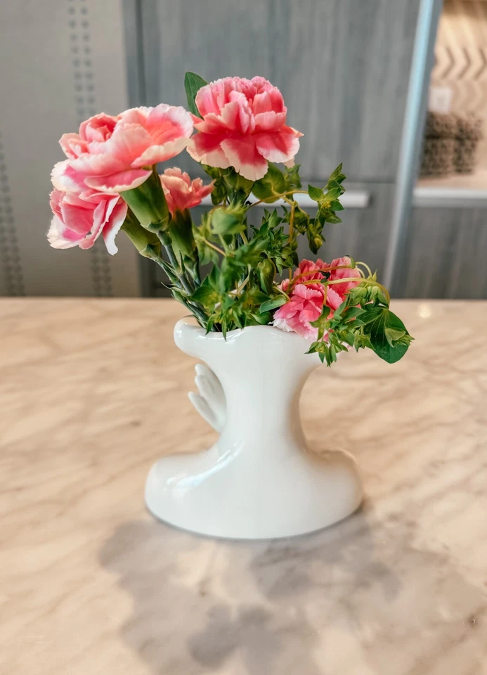 Jarrón facial pequeño de cerámica blanca - Jarrón con cabeza de mujer - Jarrones para arte facial - Cuerpo de mujer  Foto 4 de 4