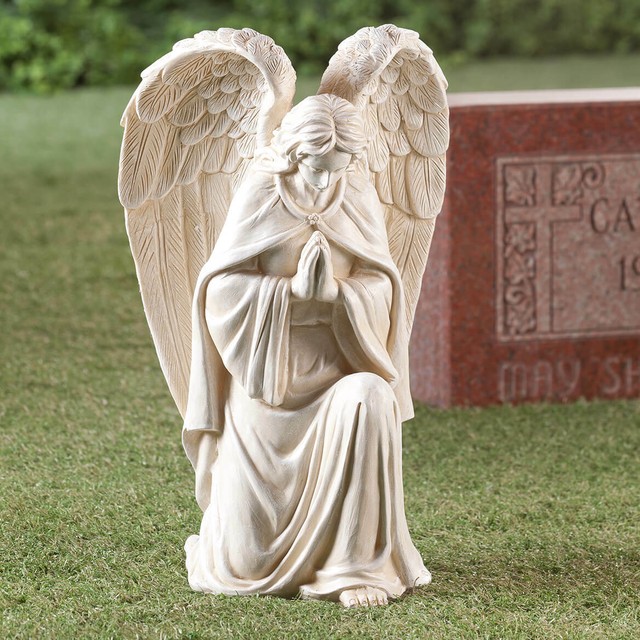 16" Memorial Angel Kneeling in Prayer Garden Patio Rememberance Winged