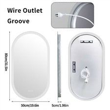 LUVODI Oval Backlit LED Bathroom Mirror Frameless Dimmable Color Change Demister