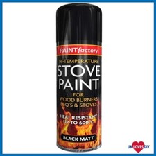 HIGH TEMP BLACK STOVE COAL SPRAY AEROSOL PAINT WOODEN BURNERS BBQ  400ML