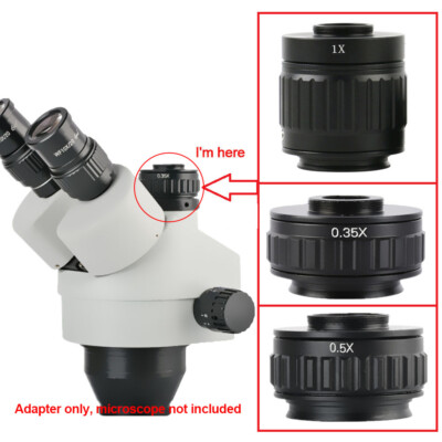 1X 0.35X 0.5X C mount Lens Adapter Adjustable Trinocular for Amscope Microscope