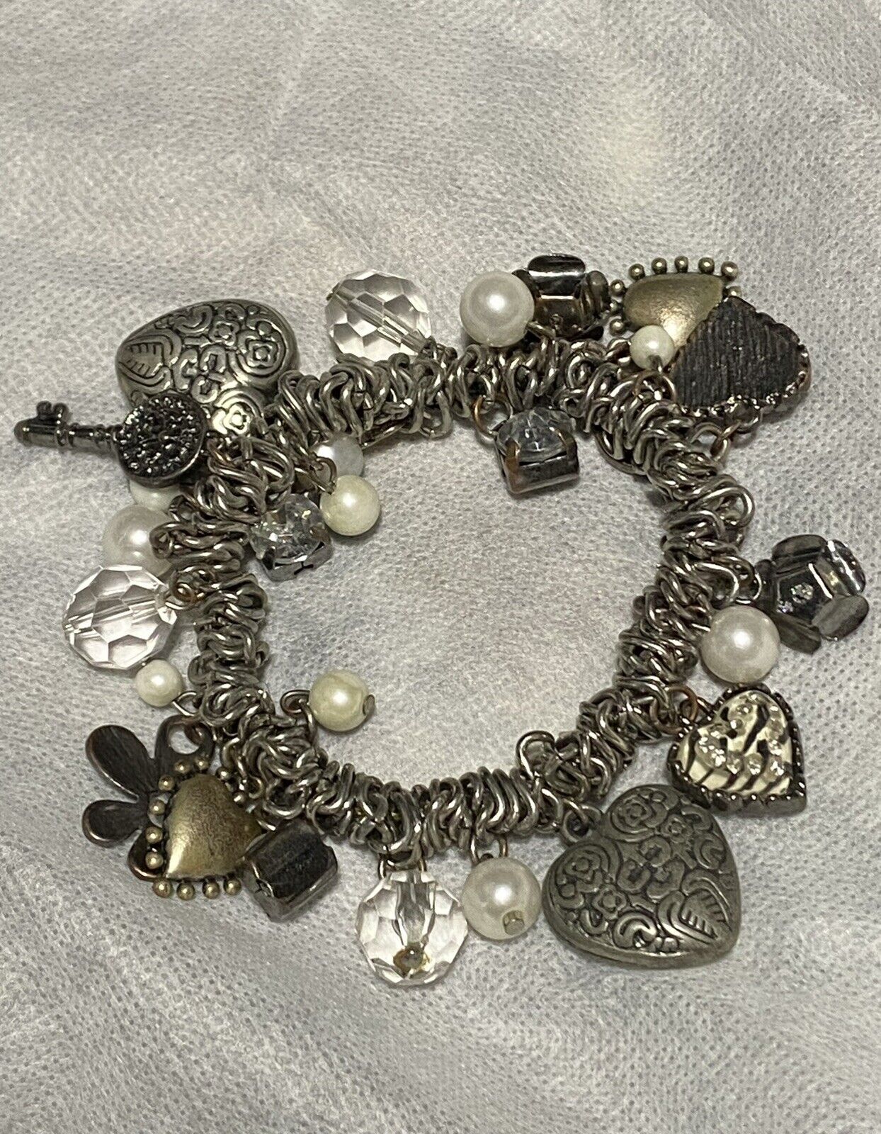Vintage Heart Charm Bracelet Mixed Charms Gift Si… - image 1