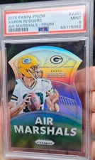 AARON RODGERS 2015 PRIZM AIR MARSHALS DI-CUT PRIZM REFRACTOR PSA 9 ~ PACKERS🔥