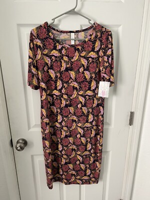 LuLaRoe Julia Form Fitting Knee Length T-Shirt Dress Size Medium Purple  Floral | eBay