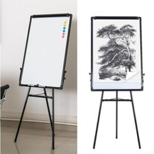 Aluminium Frame Tripod Magnetic Dry Wipe Memo White Board Flipchart Stand w/ Pen