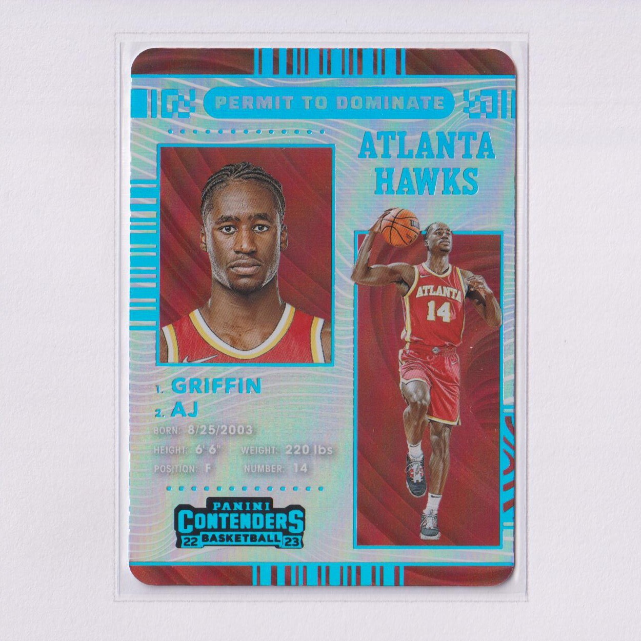 2022-23 Panini Contenders Permit to Dominate #1 AJ Griffin RC Rookie