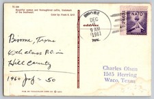 Postal - Birome Texas 1961 Cancelar - Oficina de Correos cerrada