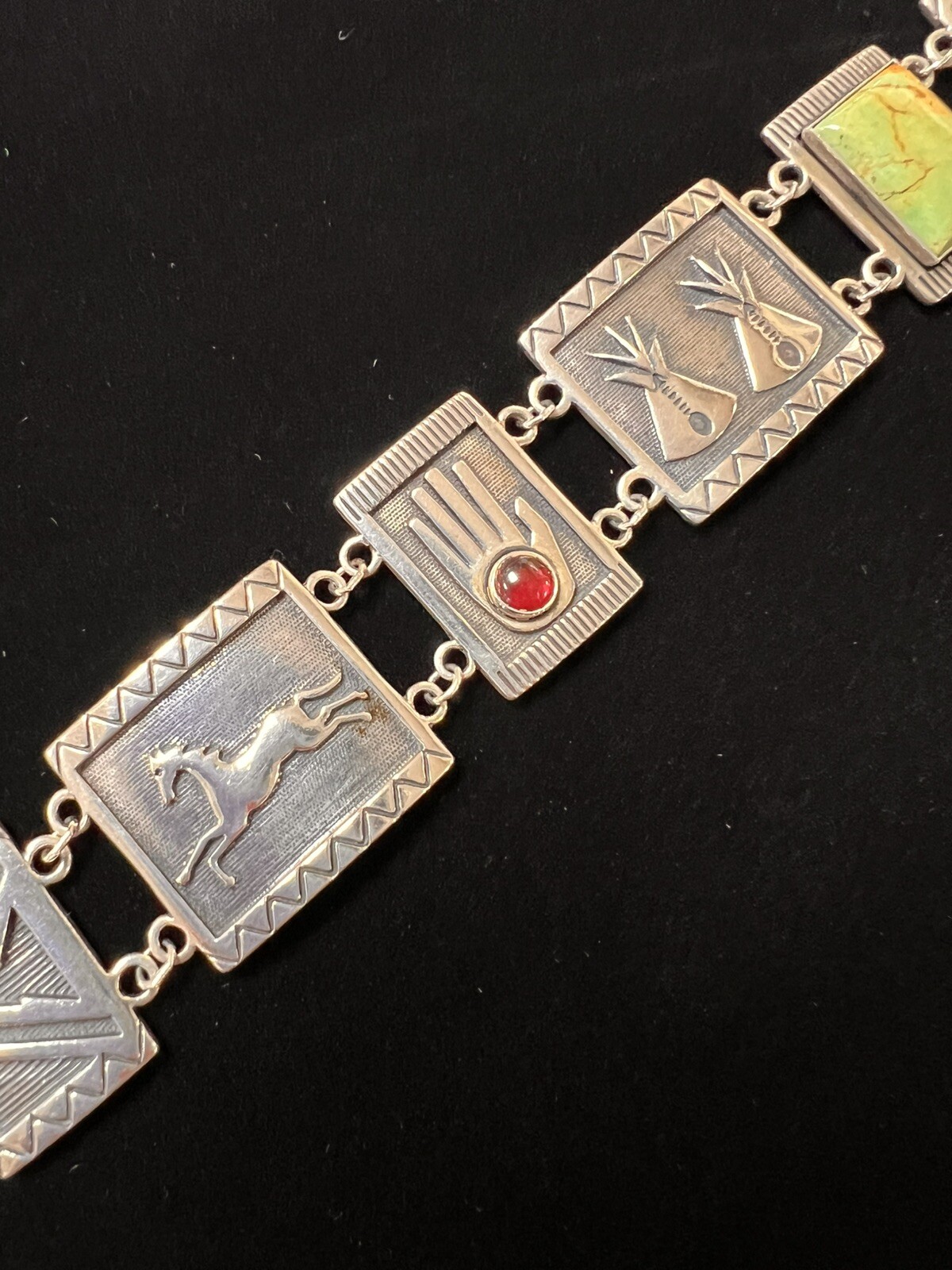 Carolyn Pollack Solid Silver Bracelet Aztec Nativ… - image 5