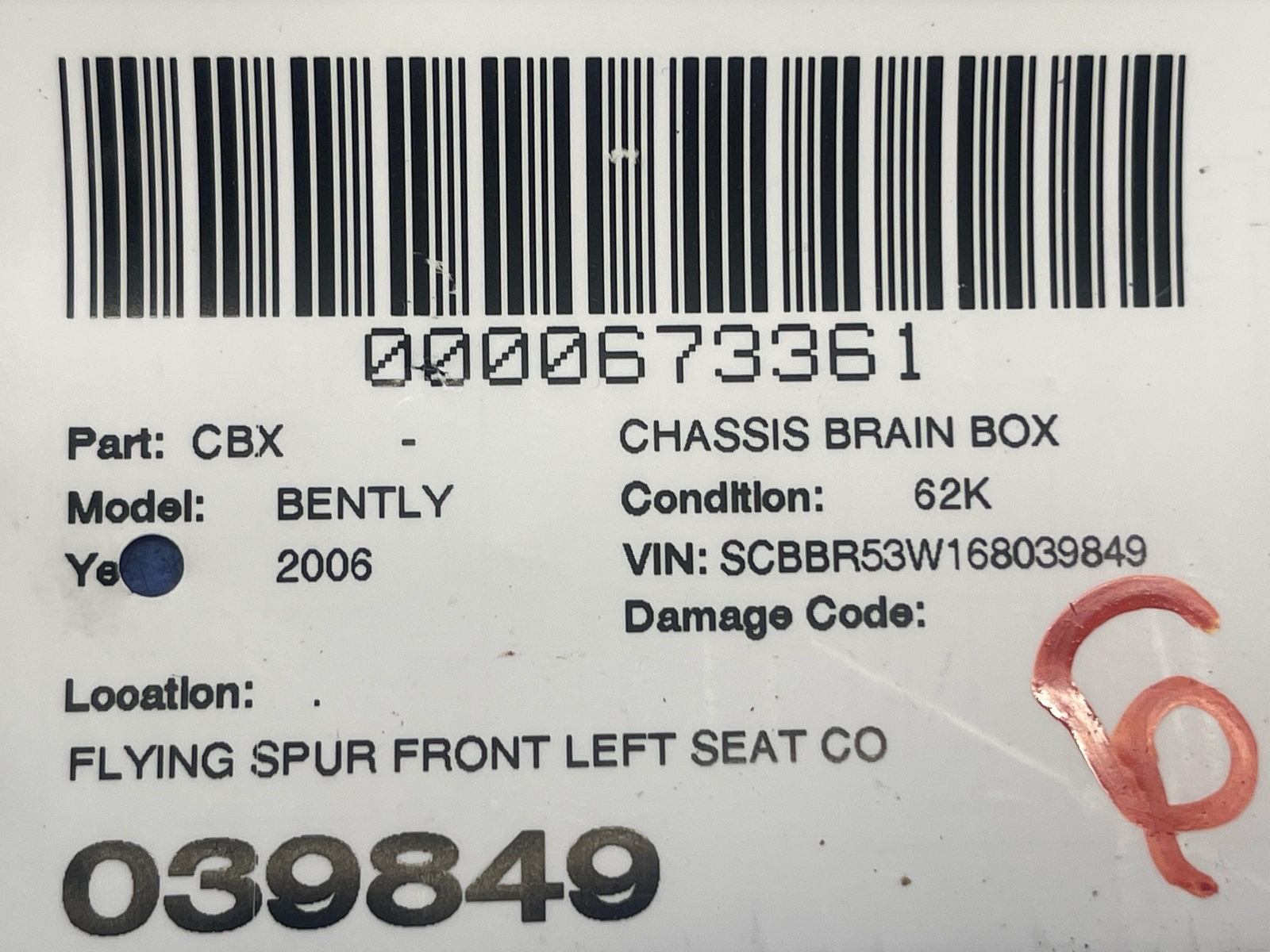 2006-2012 BENTLEY CONTINENTAL FLYING SPUR FRONT LEFT SEAT CONTROL MODULE UNIT