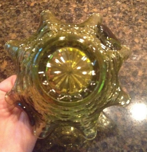 Green Glass Basket Weave Basket with Handle - Picture 7 of 7