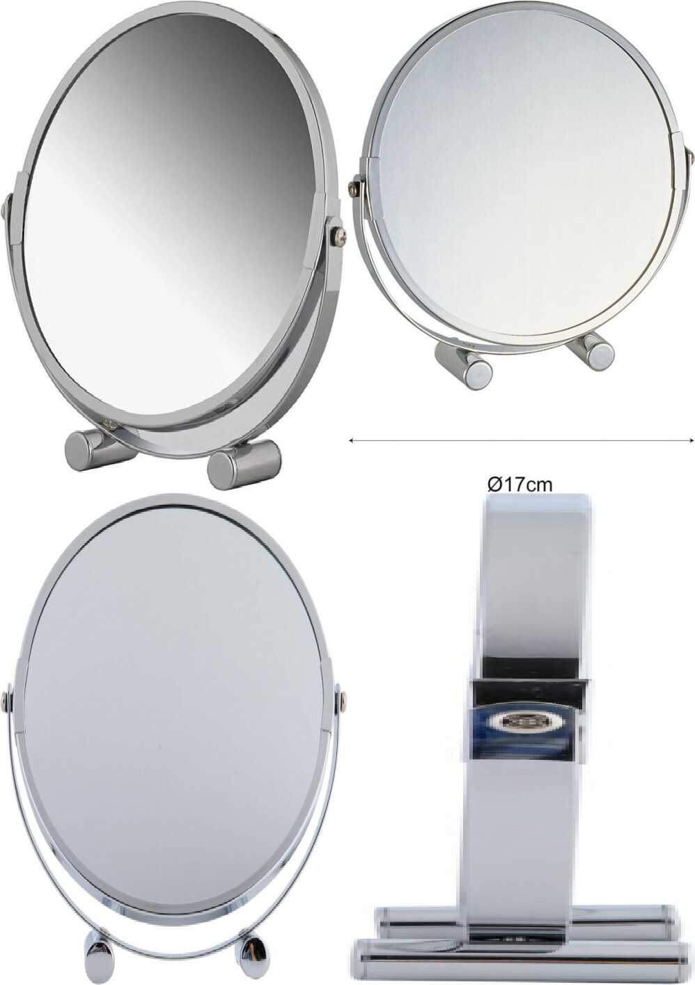 axentia Free Standing Swivel Magnifying Mirror, Portable Chromed 