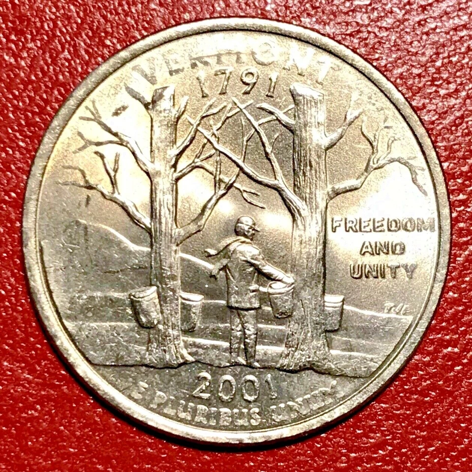 2001 WASHINGTON QUARTER VERMONT MISSING OBVERSE CLAD ERROR - Image 2 of 2