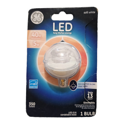 GE LED Bulb Decorative Globe Dimmable Soft White Light 40w