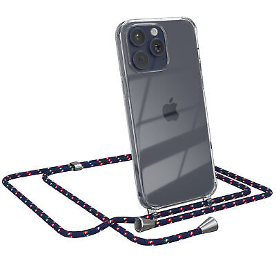 Para Apple IPHONE 15 Pro Max Funda Móvil Colgar Cuerda Cadena Azul De