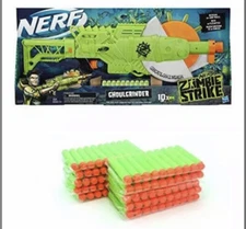 NERF Zombie Strike Ghoulgrinder Rotating 10-Dart Wheel Blaster w/ 💯 Ammo Pack