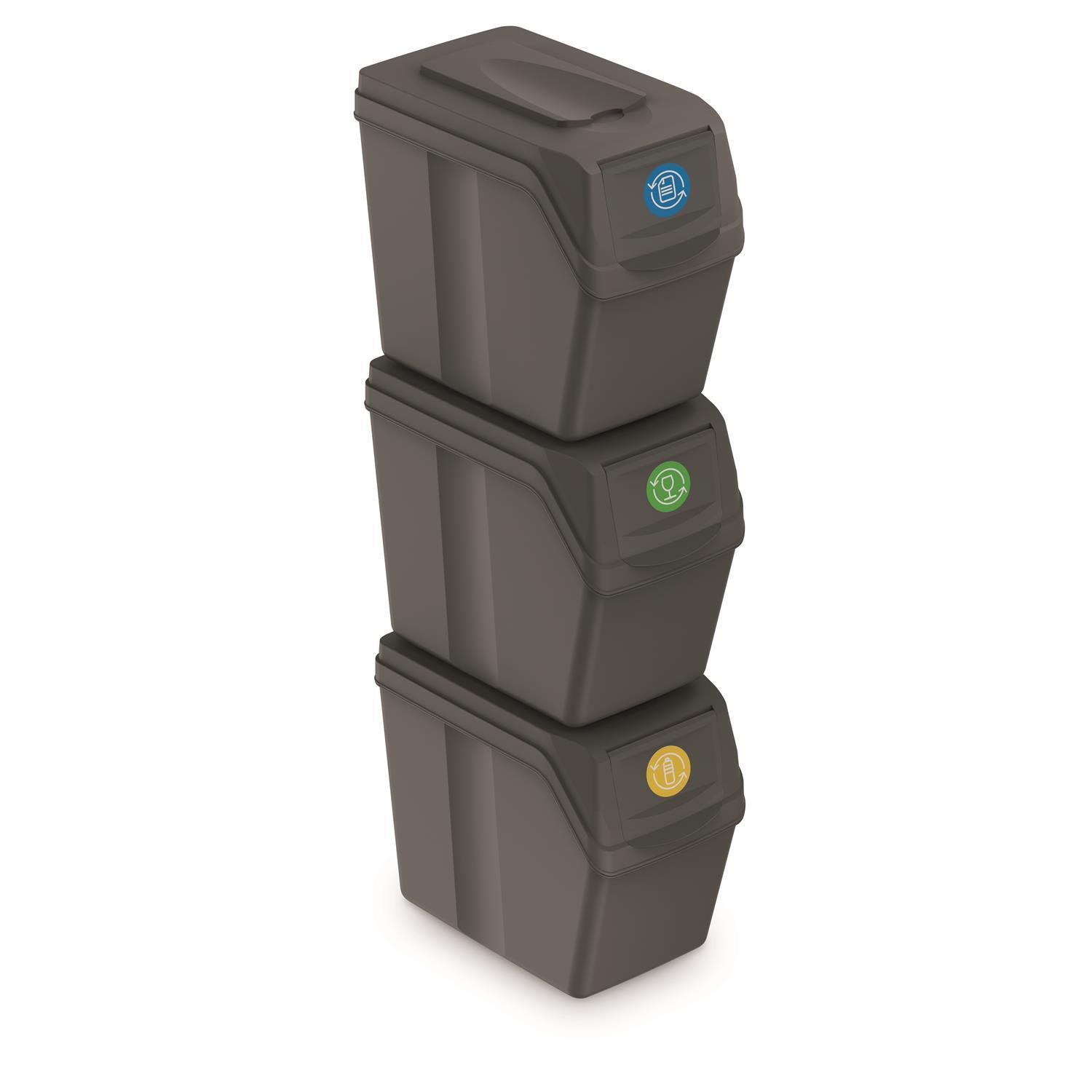 Conteneur tri sélectif 3x20L gris Sortibox ISWB20S3 au design épuré
