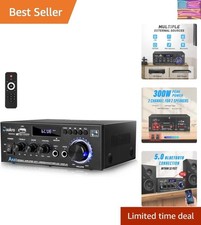 Stereo Audio Amplifier,300W Home 2 Channel Wireless Bluetooth 5.0 Power Ampli...