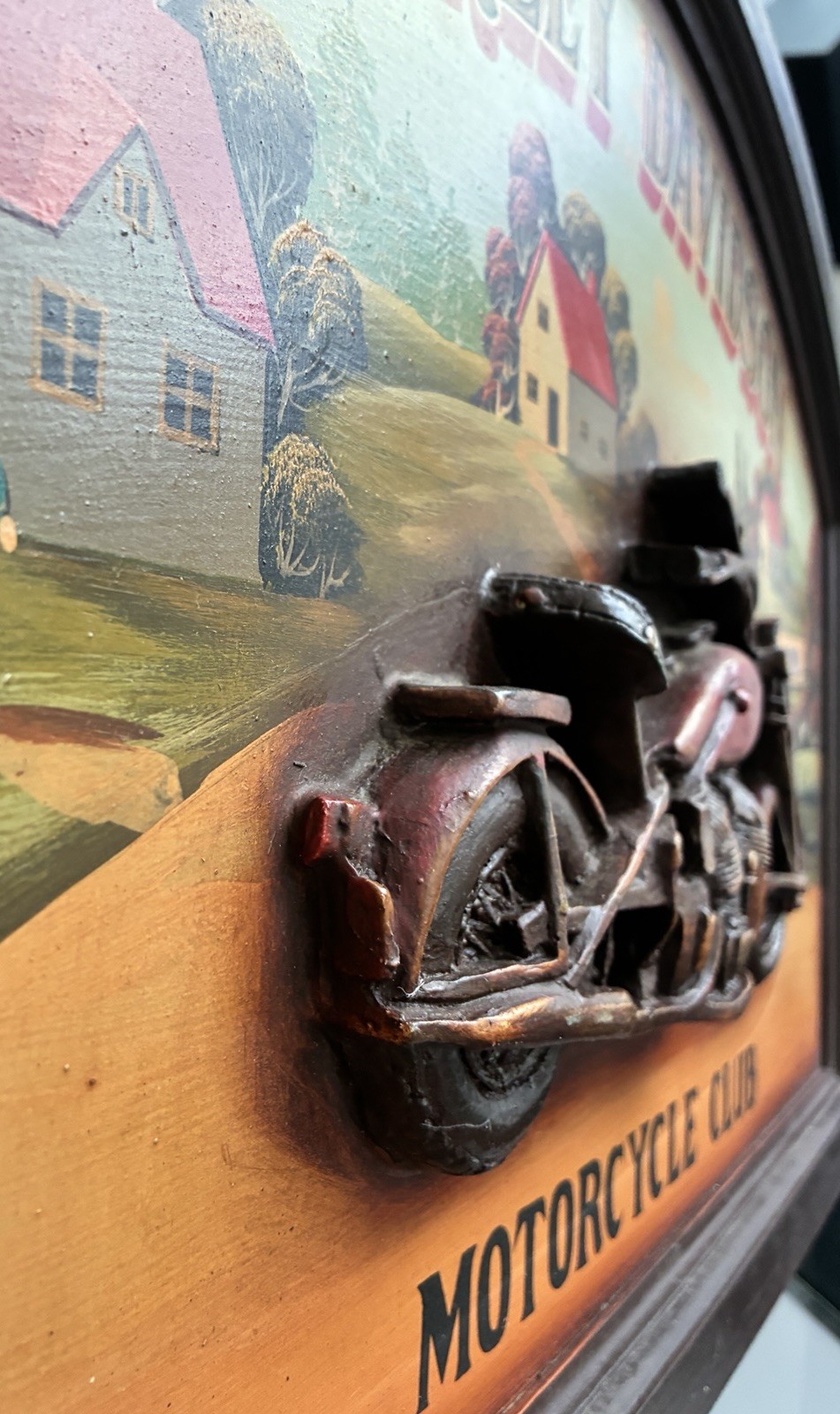 Used Wood Sign Harley Davidson Motorcycle Club Wall Art Sign Brown 3D Wooden Plaque ...