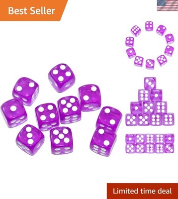 10-Pack 16mm Purple Acrylic D6 Dice - Enhance Your Gaming Experience