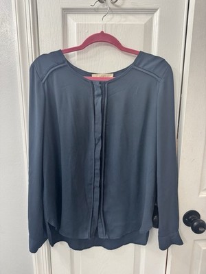 LOFT..,women s Long Sleeve Dark Blue Button Up Blouse Size Medium