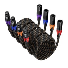 4 PCS 3ft XLR Cables Microphone Male To Female Nylon Braided 3 Pins Speaker