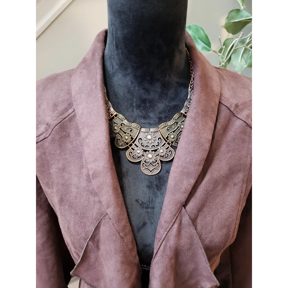 Chaqueta para mujer Notations talla L marrón imitación gamuza frente abierto sin cierre Foto 3 de 4