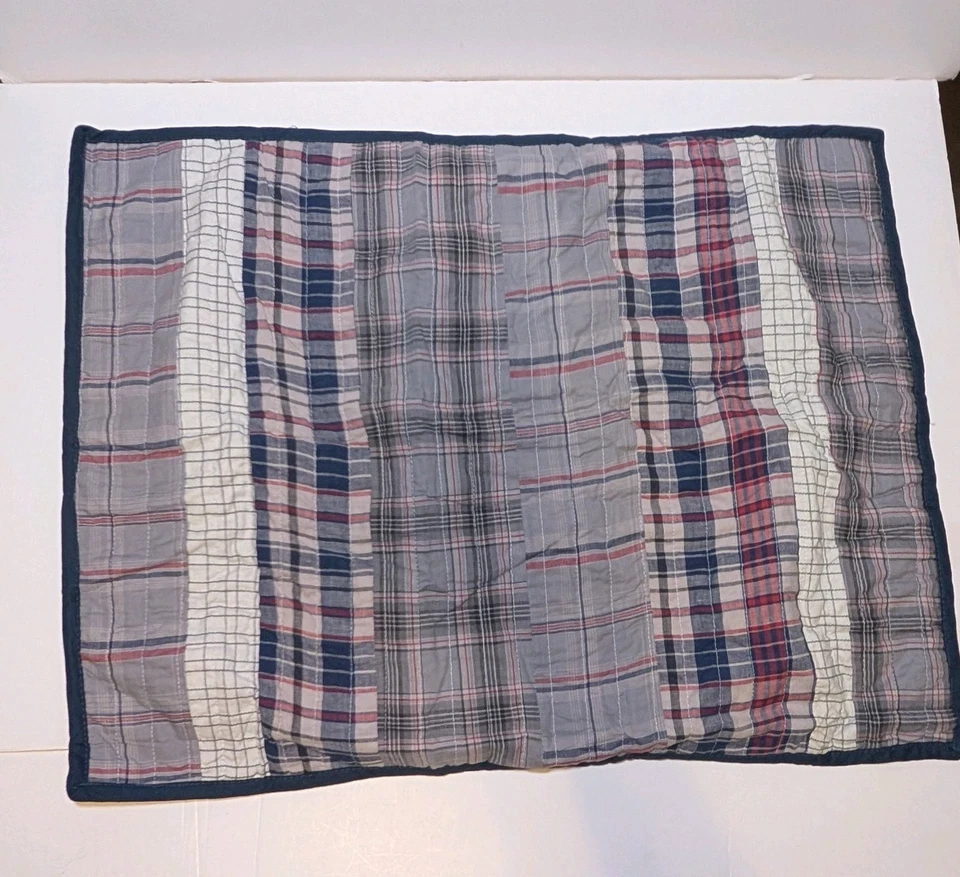 Nautica синий серый лоскутное одеяло стандарт подушка Sham Tiller печати хлопок - Изображение 3 из 4