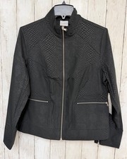 Chico's Zenergy Womens Jacket Size M 1 Black Full Zip Mock Neck NWT Snakeskin